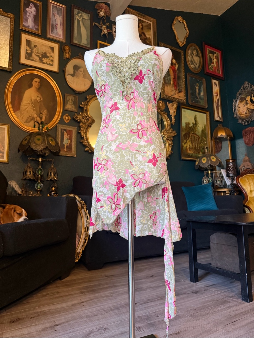 Y2K Hot Kiss Floral Asymmetrical Handkerchief Hem Dress - Picture 5 of 11